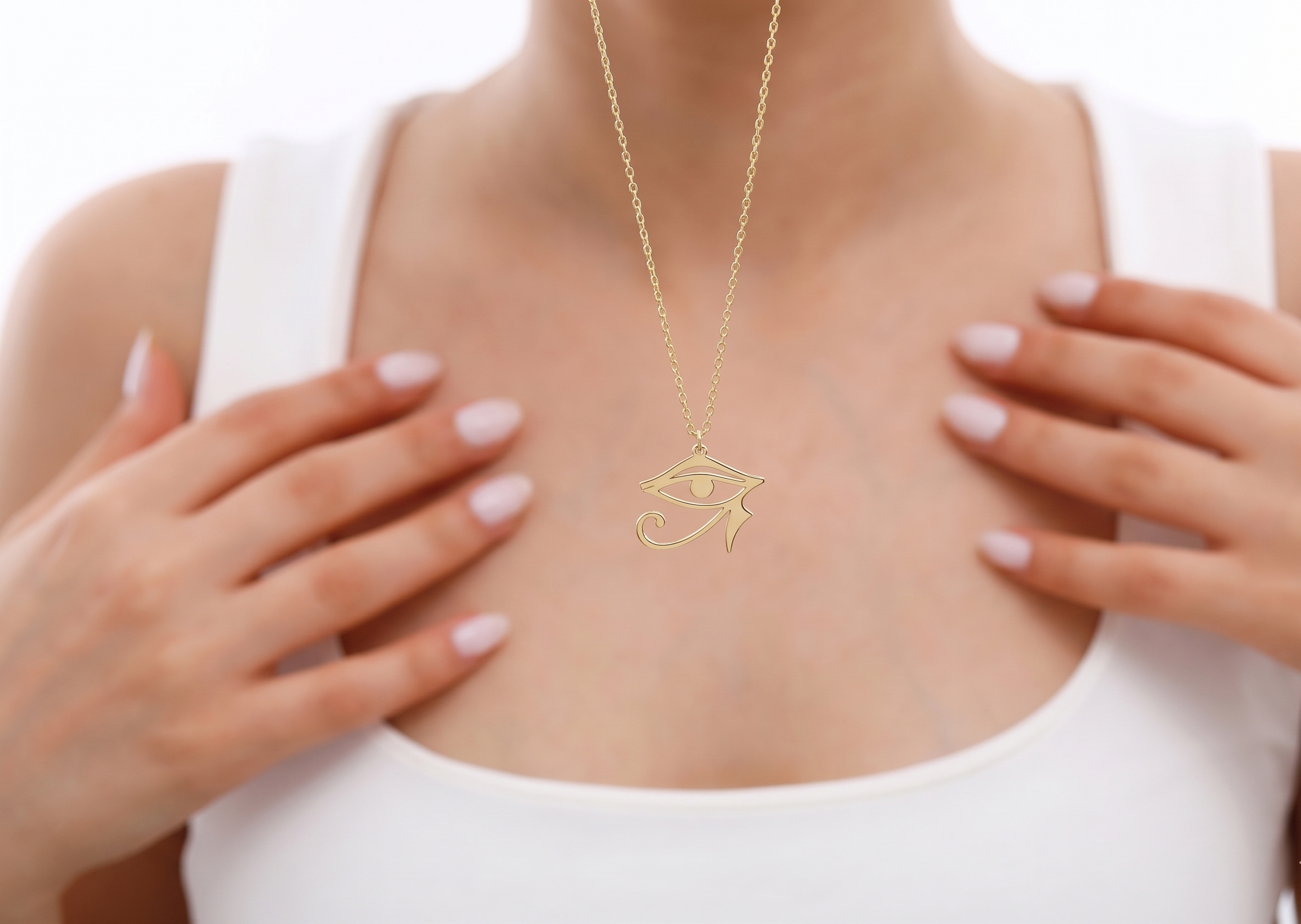 Horus Jewelry Gold Eye of Ra Pendant Necklace