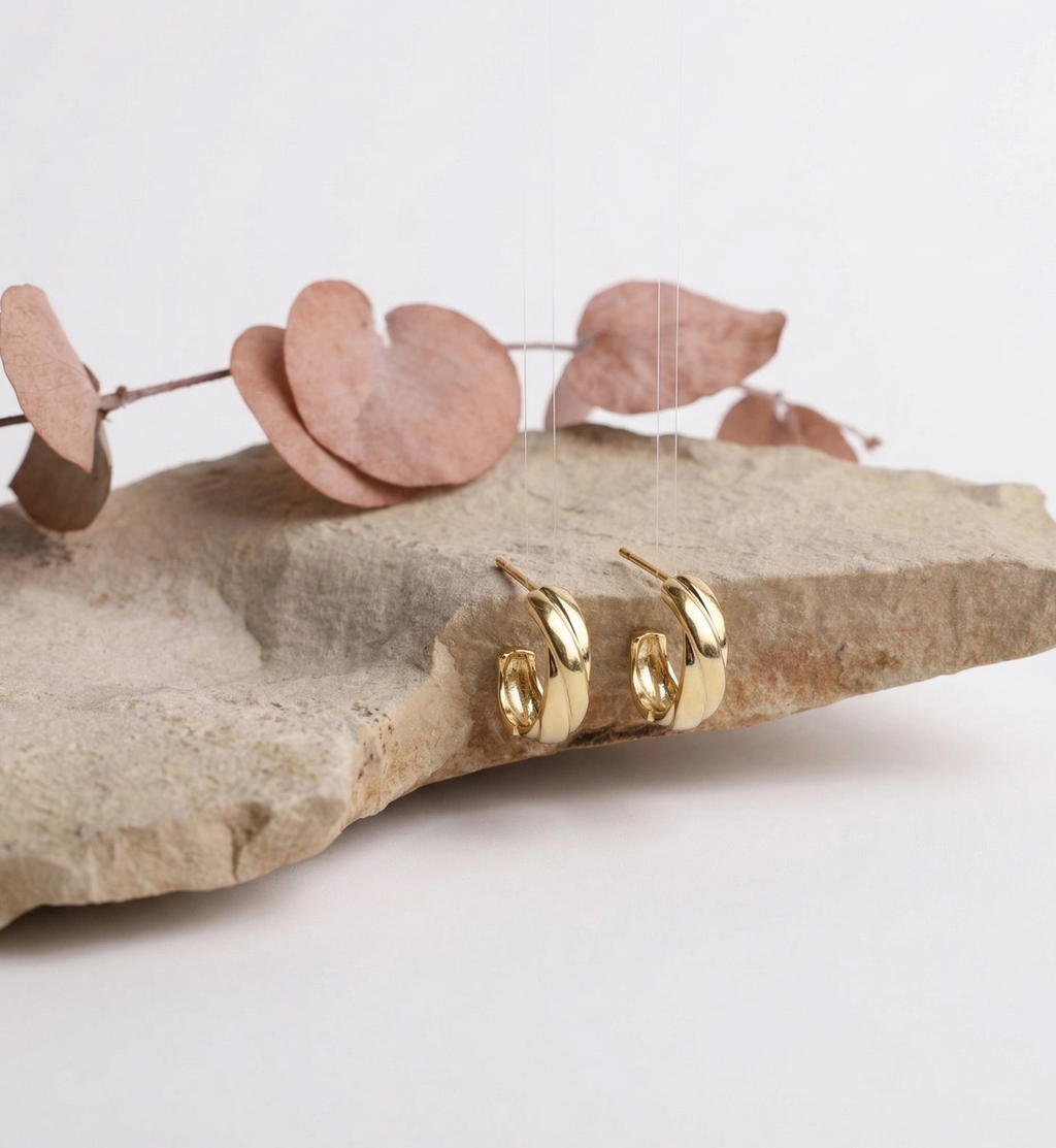 Twisted Silver Hoop Earrings - Dainty Handmade Jewelry