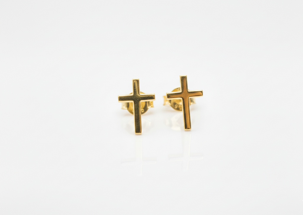 Cross Stud Earrings in 925 Sterling Silver by SilverGoldandRose