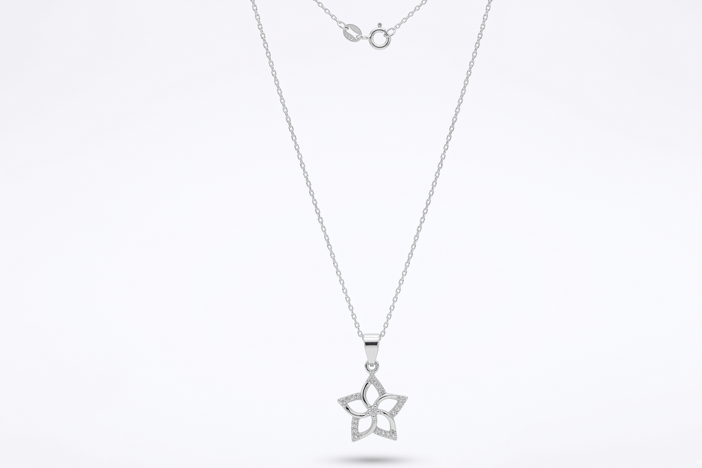 Aphrodite Dainty CZ Diamond Venus Flower Necklace | Symbol of Love & Beauty | Protection Pendant