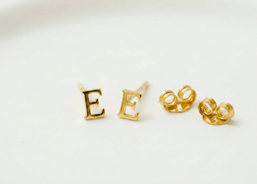 Personalized Silver and Gold Initial Stud Earrings
