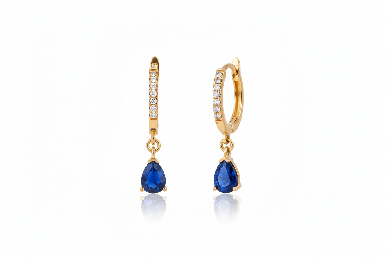 Sapphire & Diamond Hoop Earrings