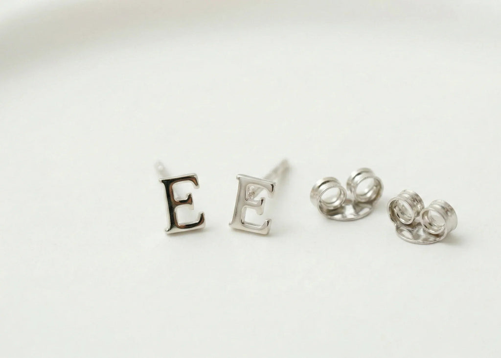 Personalized Silver and Gold Initial Stud Earrings