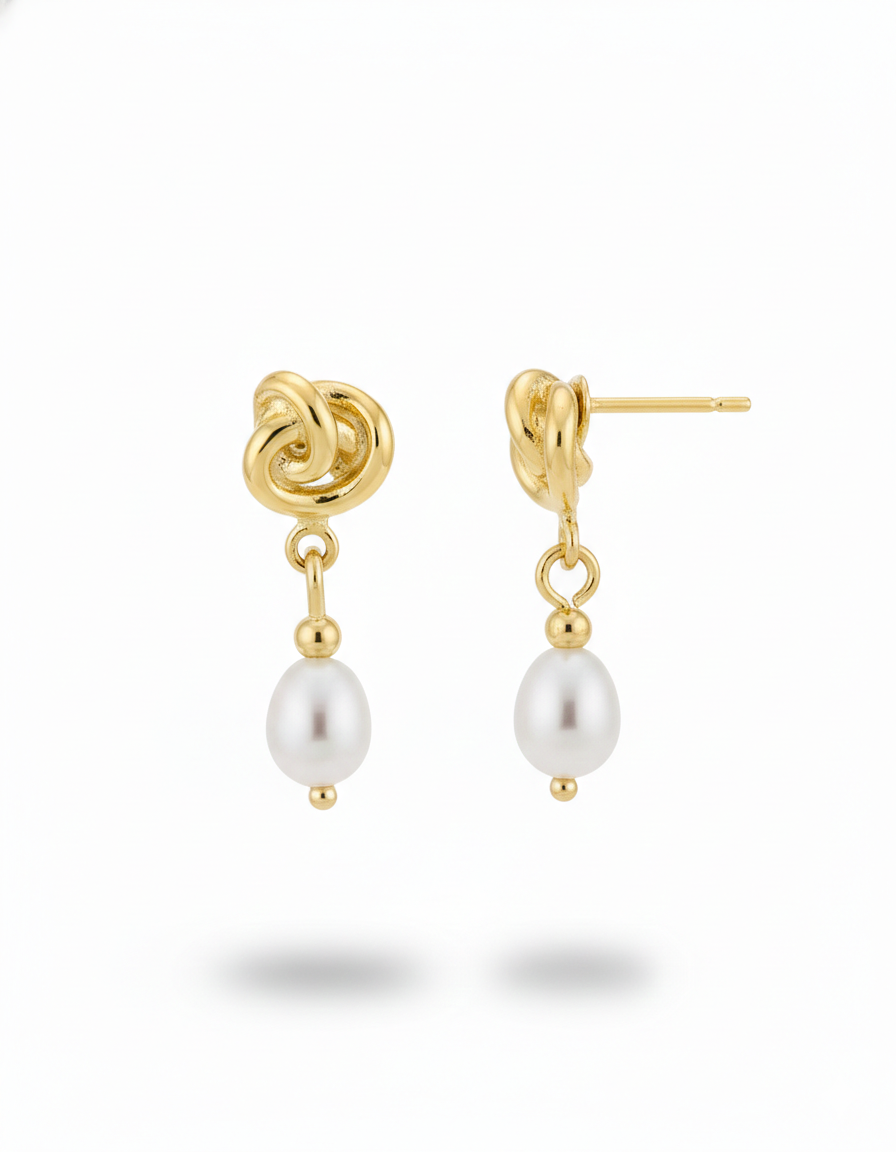 Elysian Designs Pearl Drop Dangle Earrings - Elegant Celtic Knot for Bridesmaids & Moms