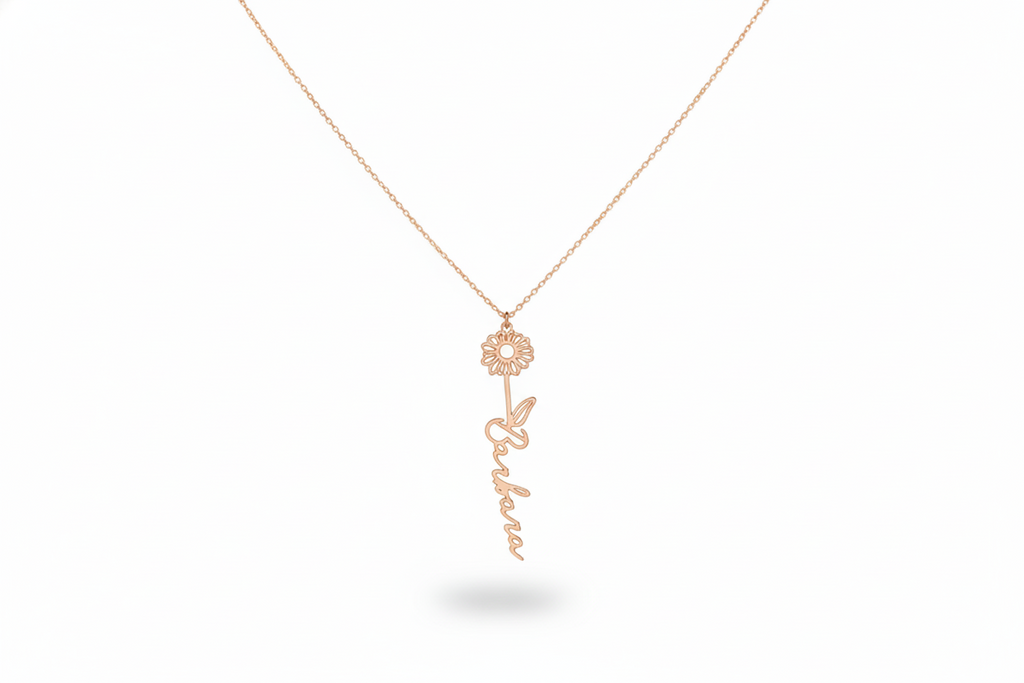 Floral Name Necklace by SilverGoldandRose