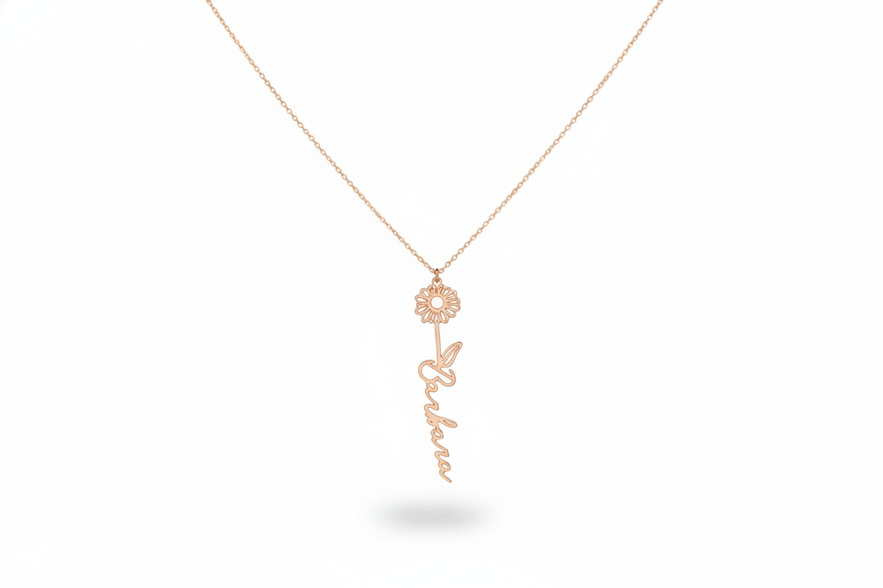 Floral Name Necklace by SilverGoldandRose