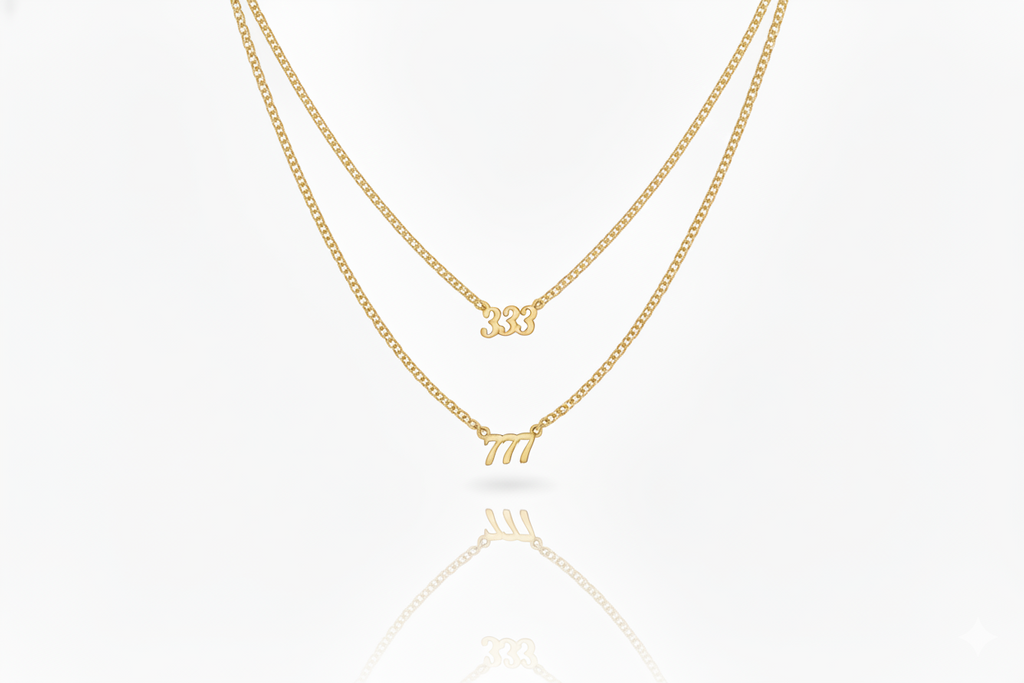 Intertwined Angel Number Necklace - Inspiring Design with Curb Chain