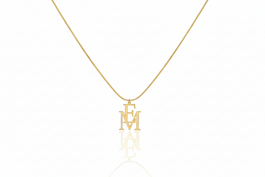 Personalized Interlocking Initials Necklace - Custom 14K Gold Double Letters