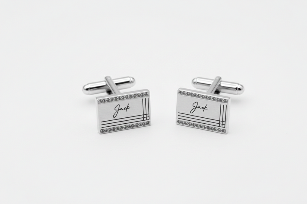 Your Actual Handwriting Engraved Cufflinks in 925 Sterling Silver