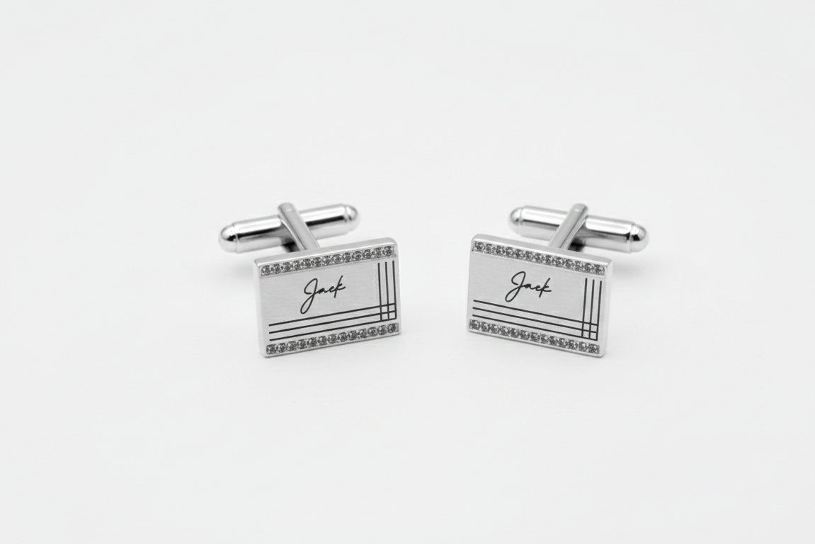 Your Actual Handwriting Engraved Cufflinks in 925 Sterling Silver
