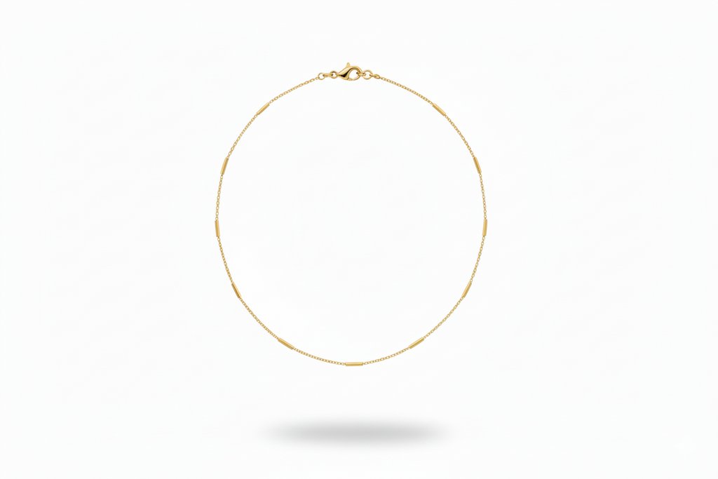 Shimmering Sterling Silver Satellite Choker Necklace - Dainty Bar Chain Elegance