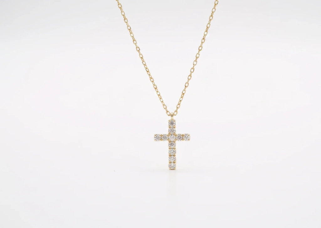 Radiant 14K Gold Diamond Cross Necklace - A Timeless Symbol of Faith and Elegance