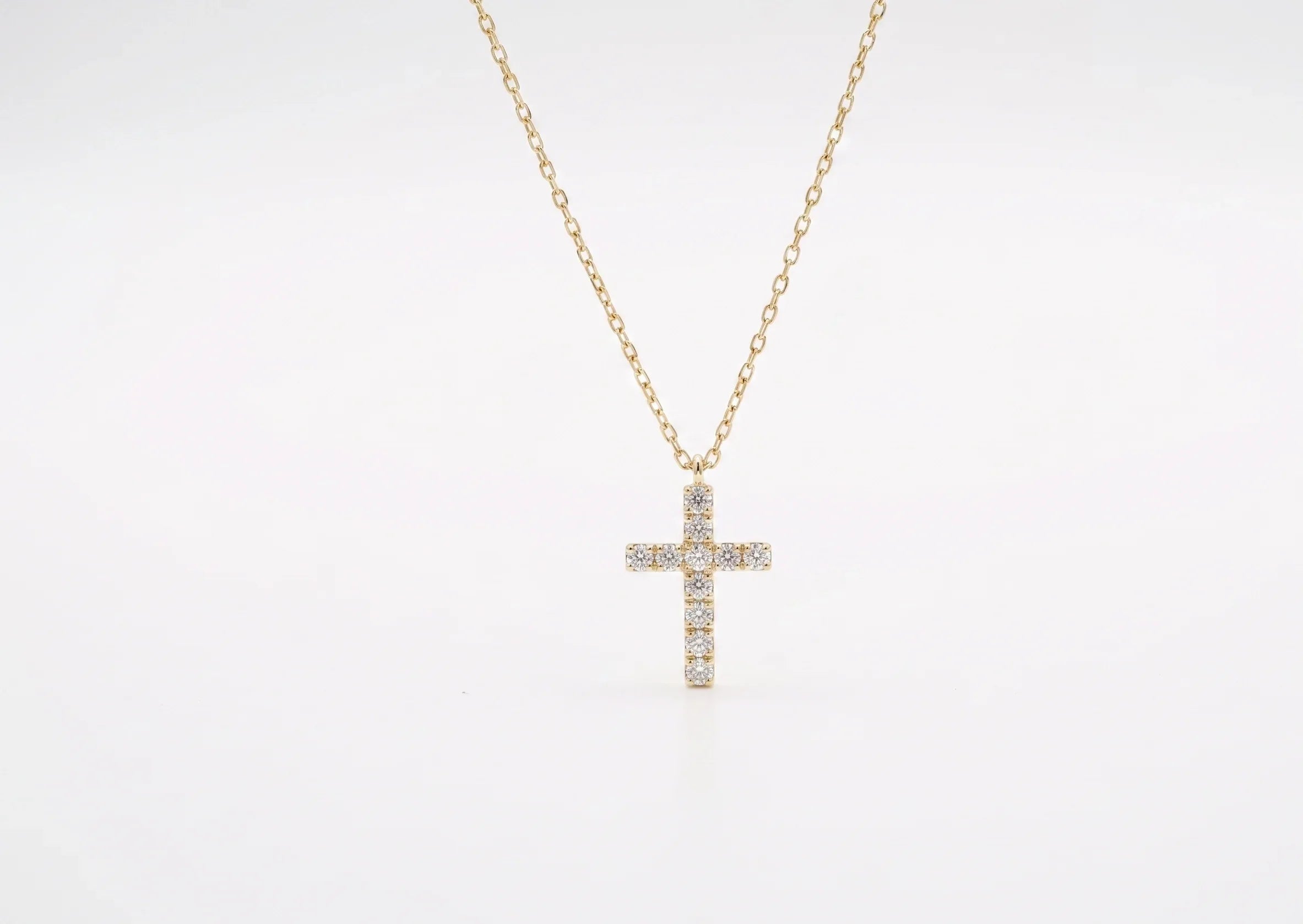 Radiant 14K Gold Diamond Cross Necklace - A Timeless Symbol of Faith and Elegance