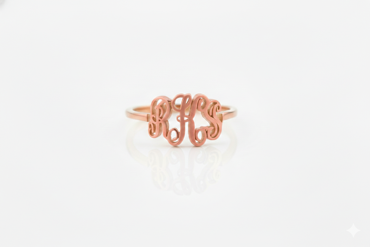 Customizable Monogram Letter Ring  in 925 Sterling Silver