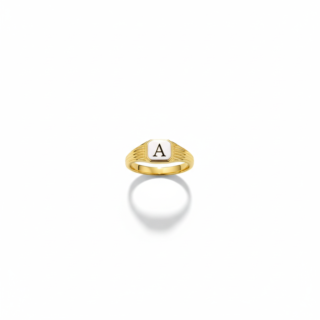 Personalized Initial Signet Ring in 14K Gold, Rose, and Sterling Silver