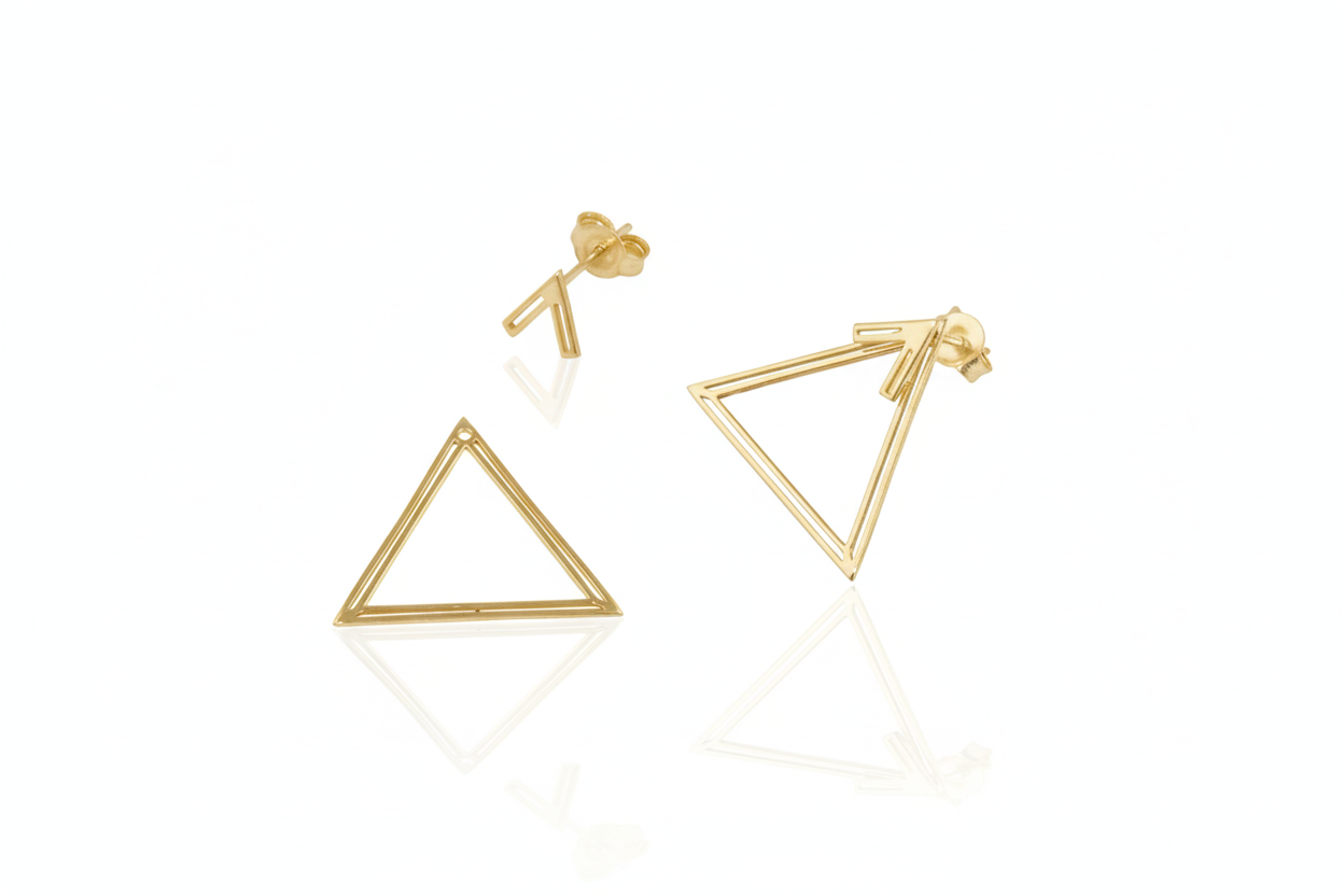 Triangle Ear Jacket Earrings with Dazzling Geometric Design
