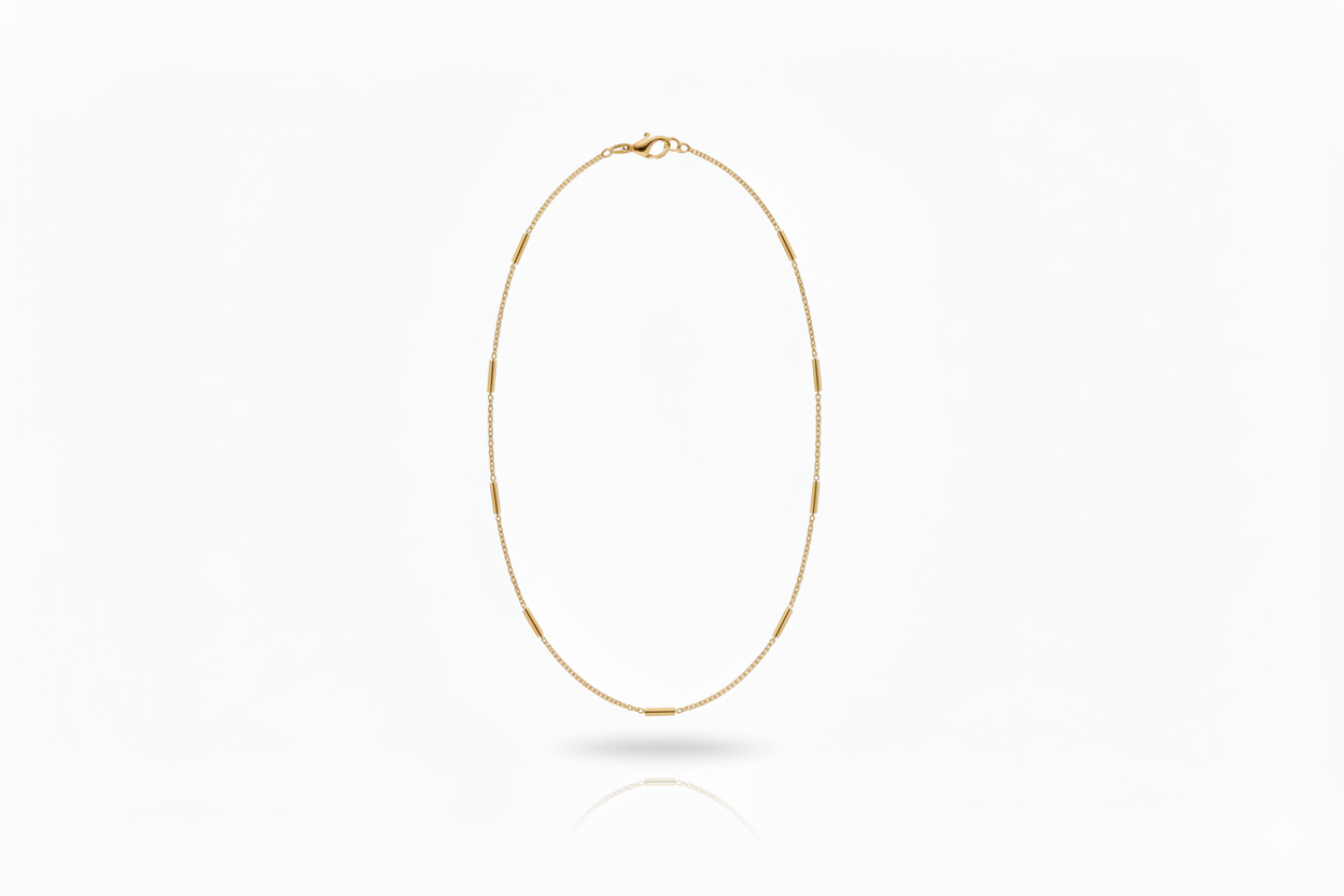 Shimmering Sterling Silver Satellite Choker Necklace - Dainty Bar Chain Elegance