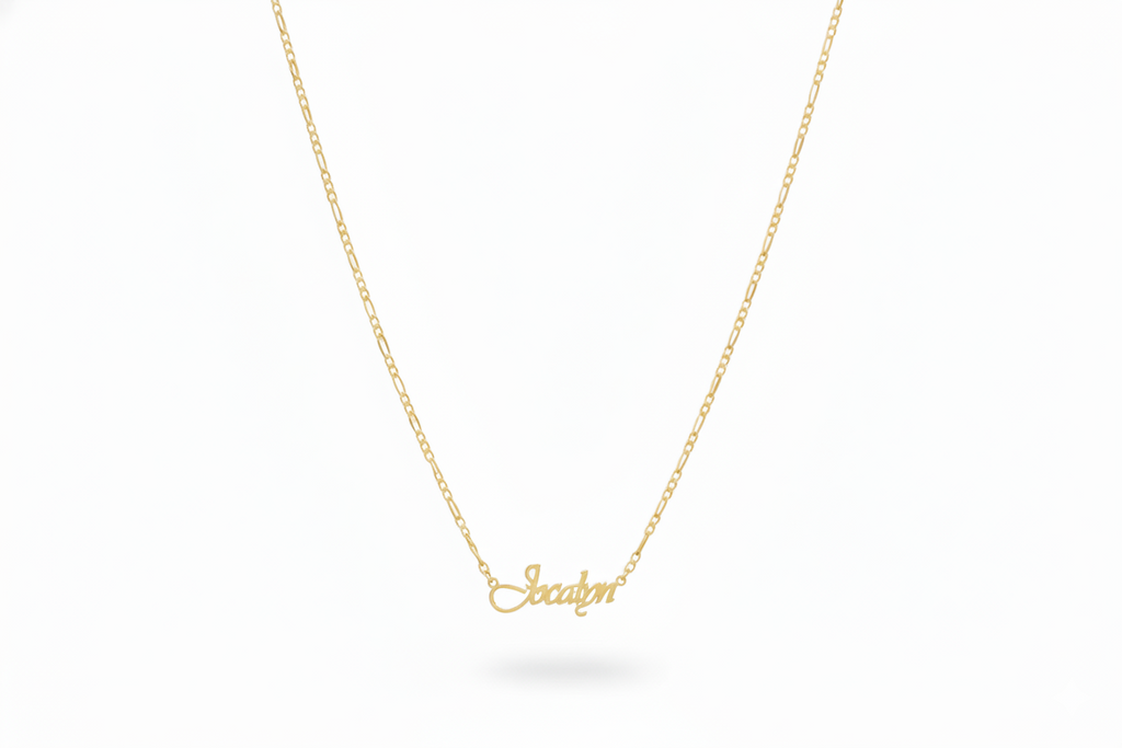 Figaro Chain Name Necklace in 925 Sterling Silver by SilverGoldandRose