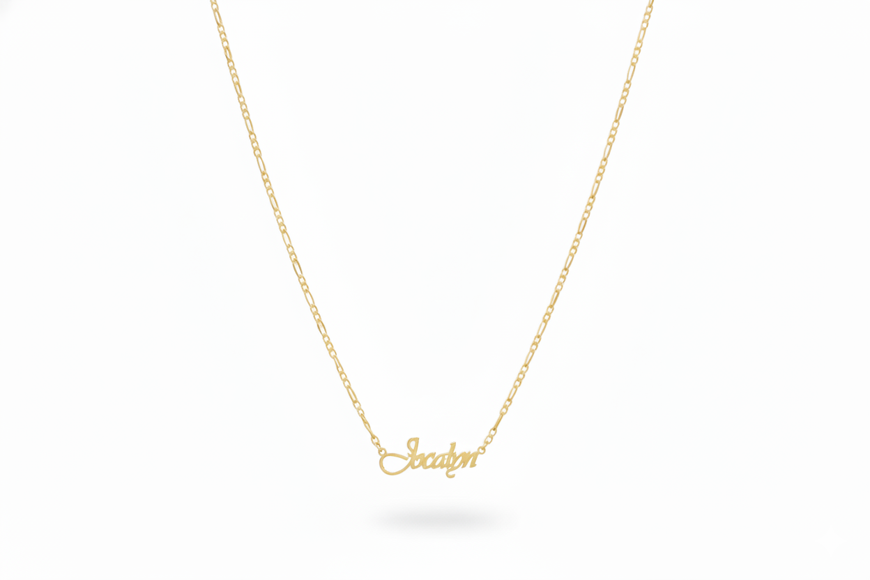 Figaro Chain Name Necklace in 925 Sterling Silver by SilverGoldandRose