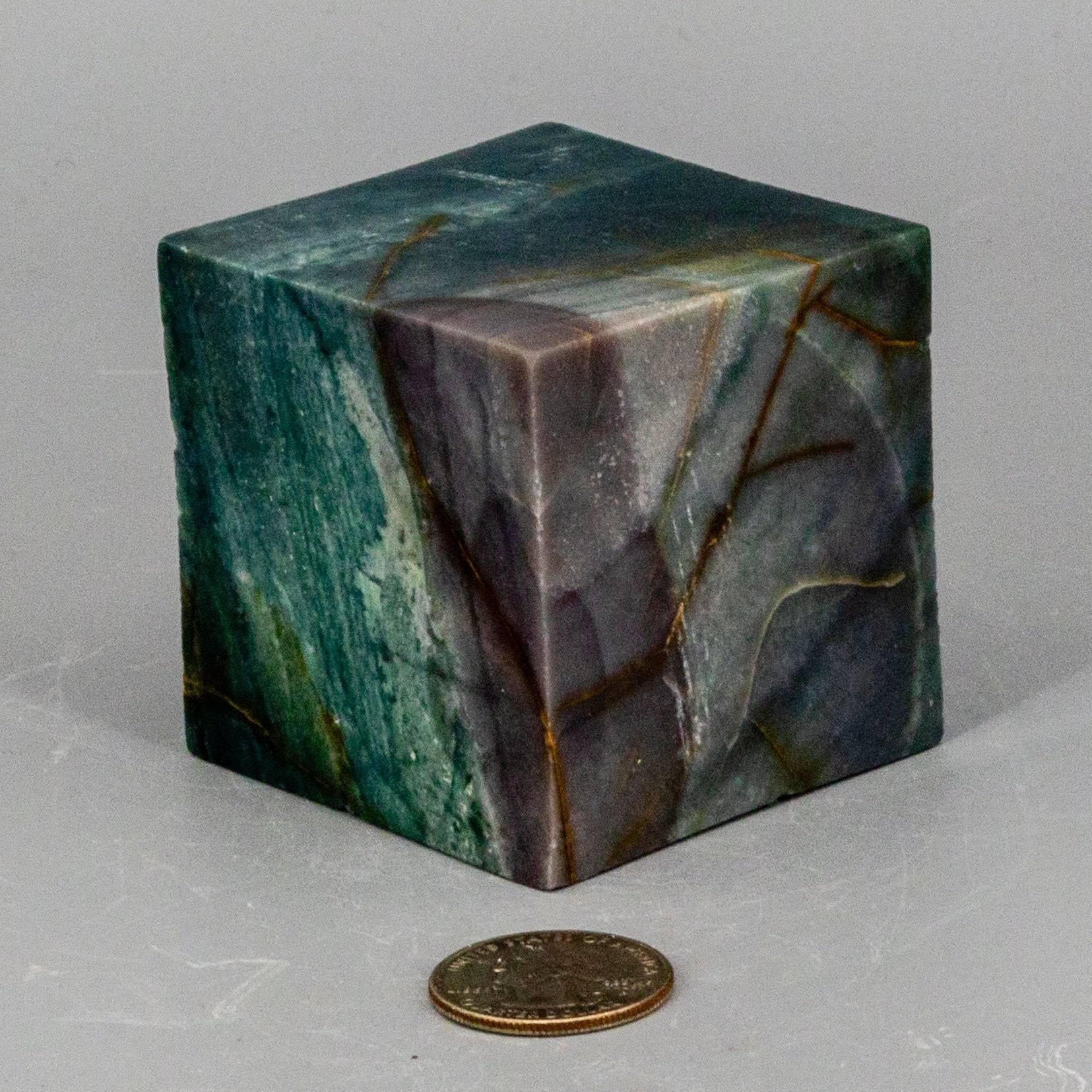 Green Jasper Crystal Cube with Cut Corner Polished Stone