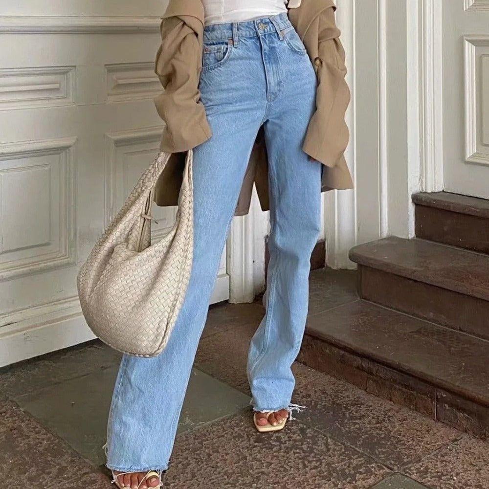Harbor Light Blue High-Waist Jeans