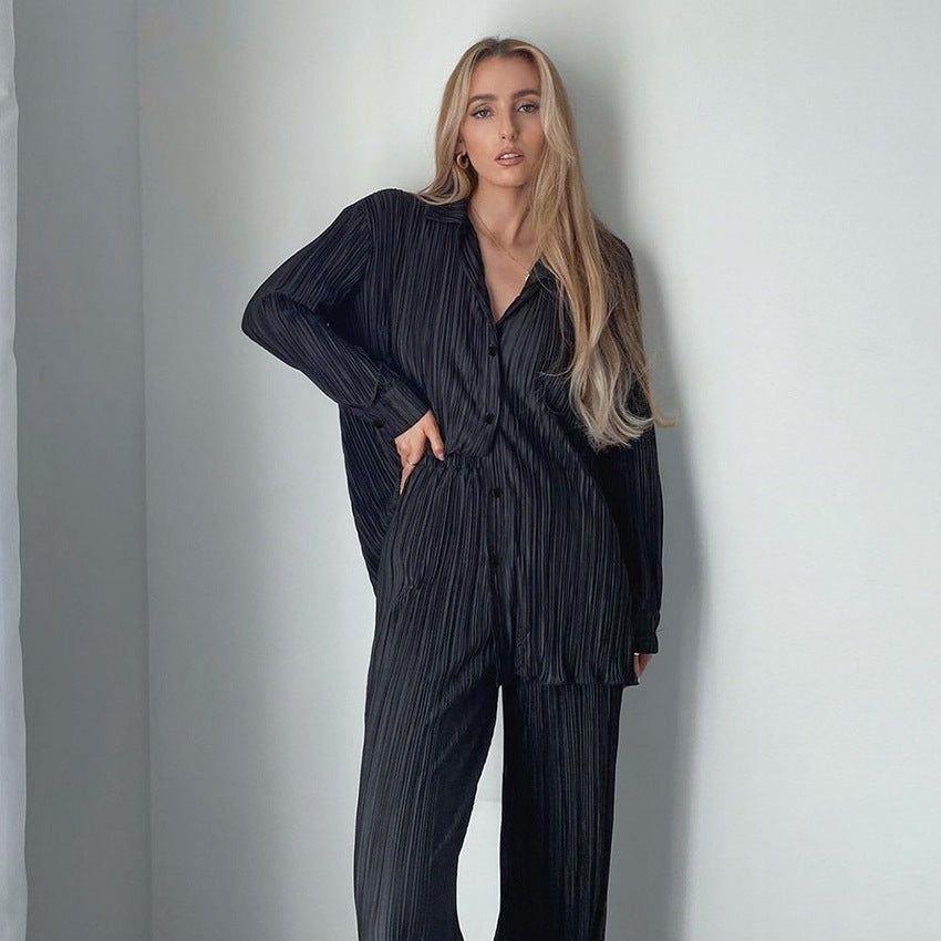 High Street Oversized Black Vintage Two-Piece Set
