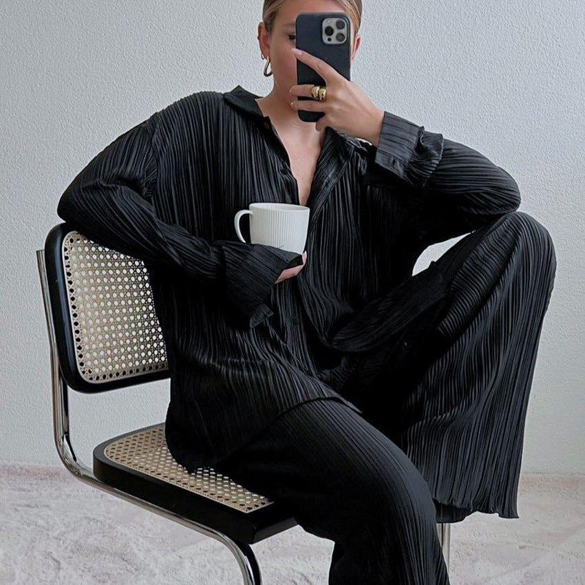 High Street Oversized Black Vintage Two-Piece Set