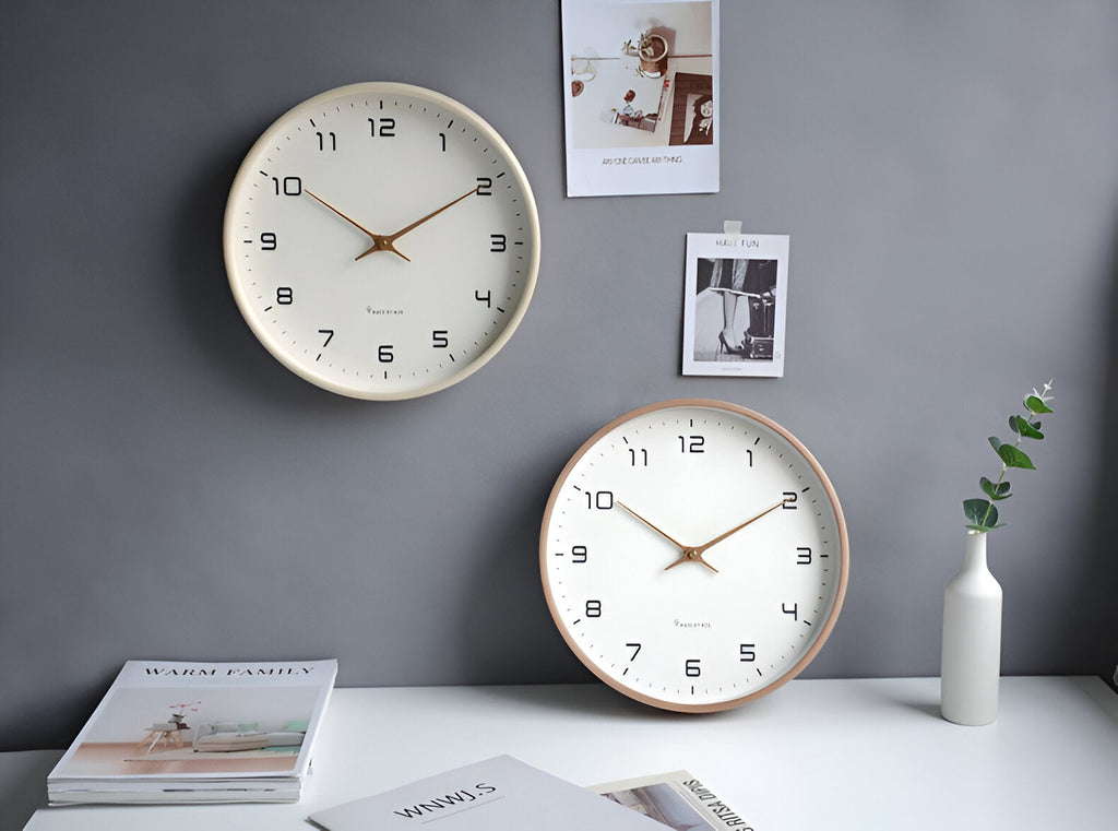 Nordic Wooden Wall Clock 30cm Silent Quartz Minimalist Numeric Dial