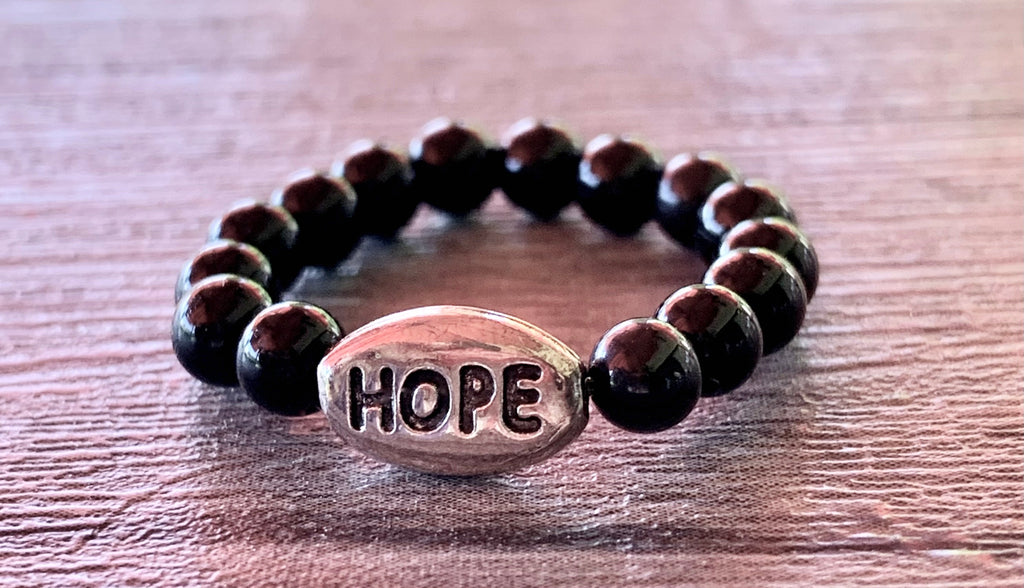 Hope Handmade Expandable Rings in Tourmaline, Obsidian, Cats Eye, and Wood