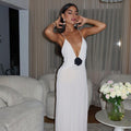 Blossom Bliss White Backless Maxi Dress