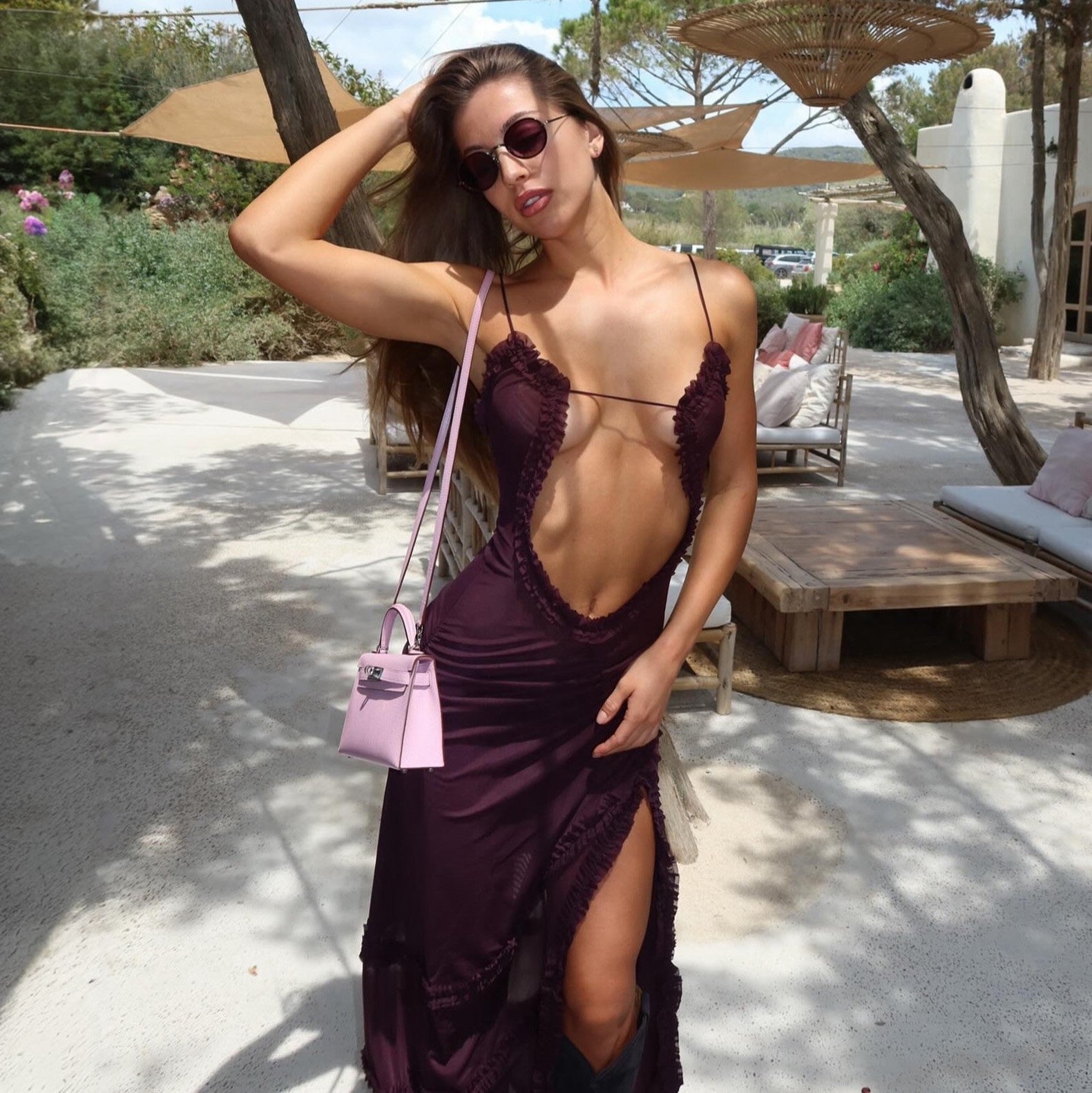 Stolen Kiss Ruched Purple Maxi Dress