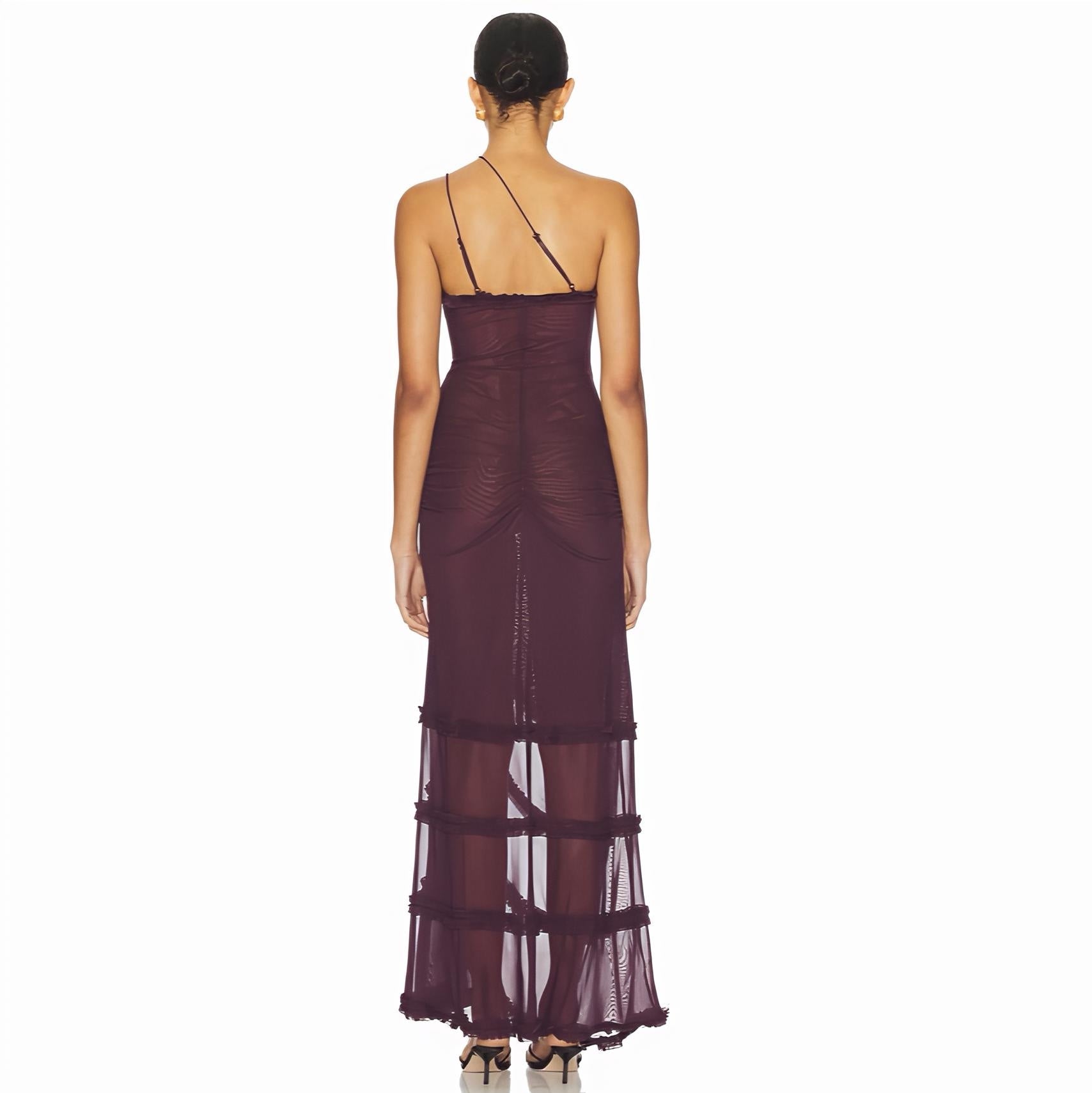 Stolen Kiss Ruched Purple Maxi Dress
