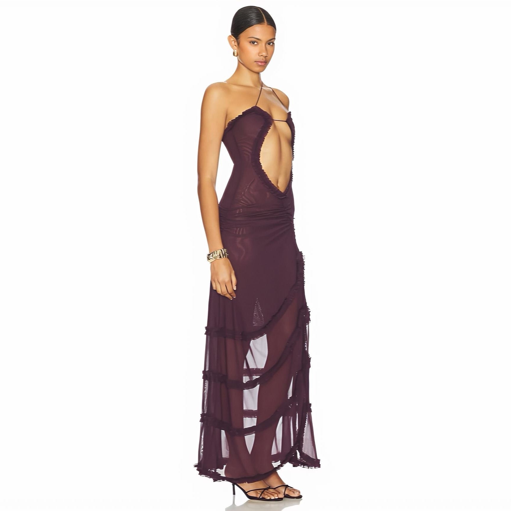 Stolen Kiss Ruched Purple Maxi Dress