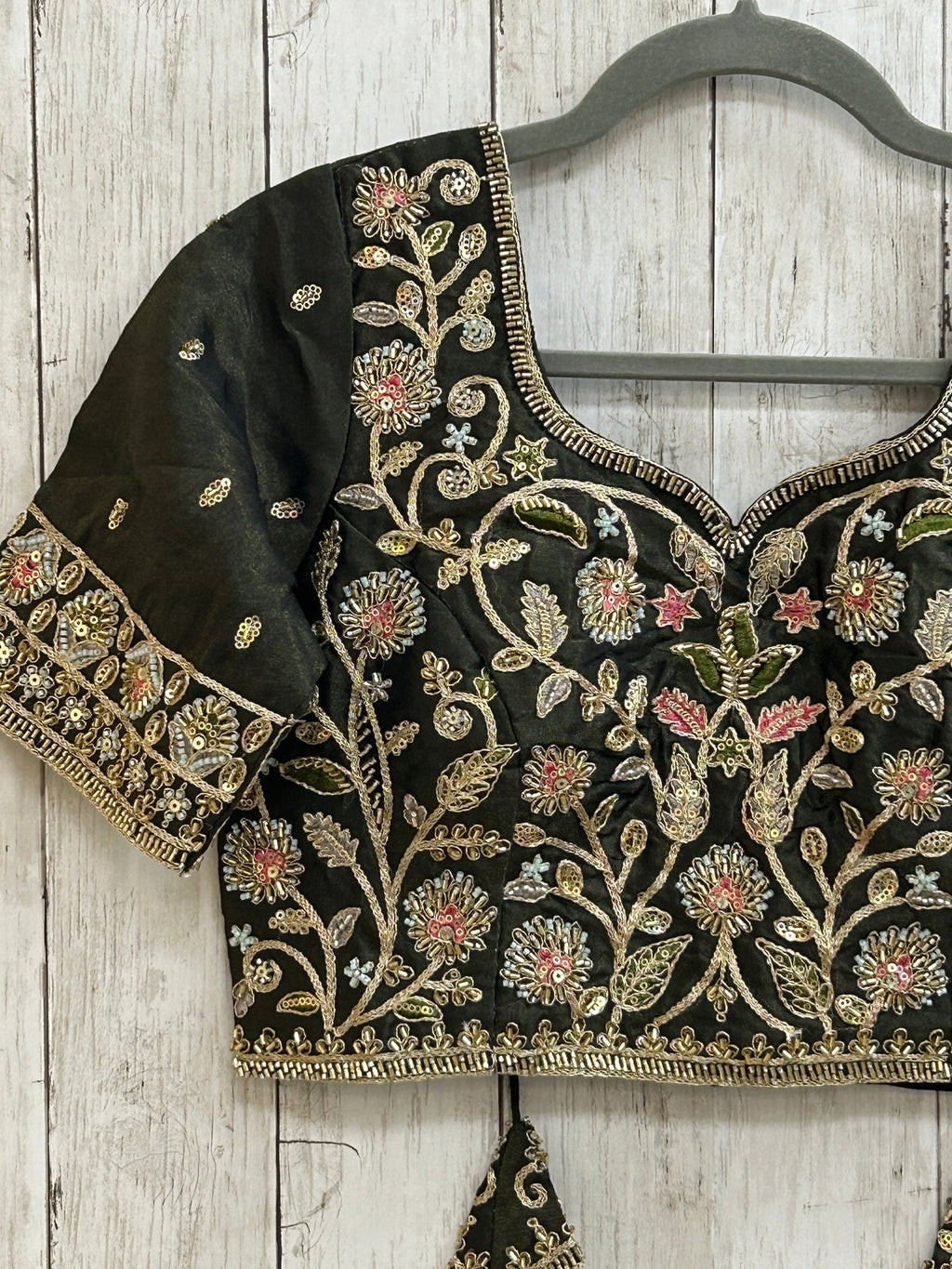 Hand embroidered blouse | tissue silk blouse with all over hand embroidery