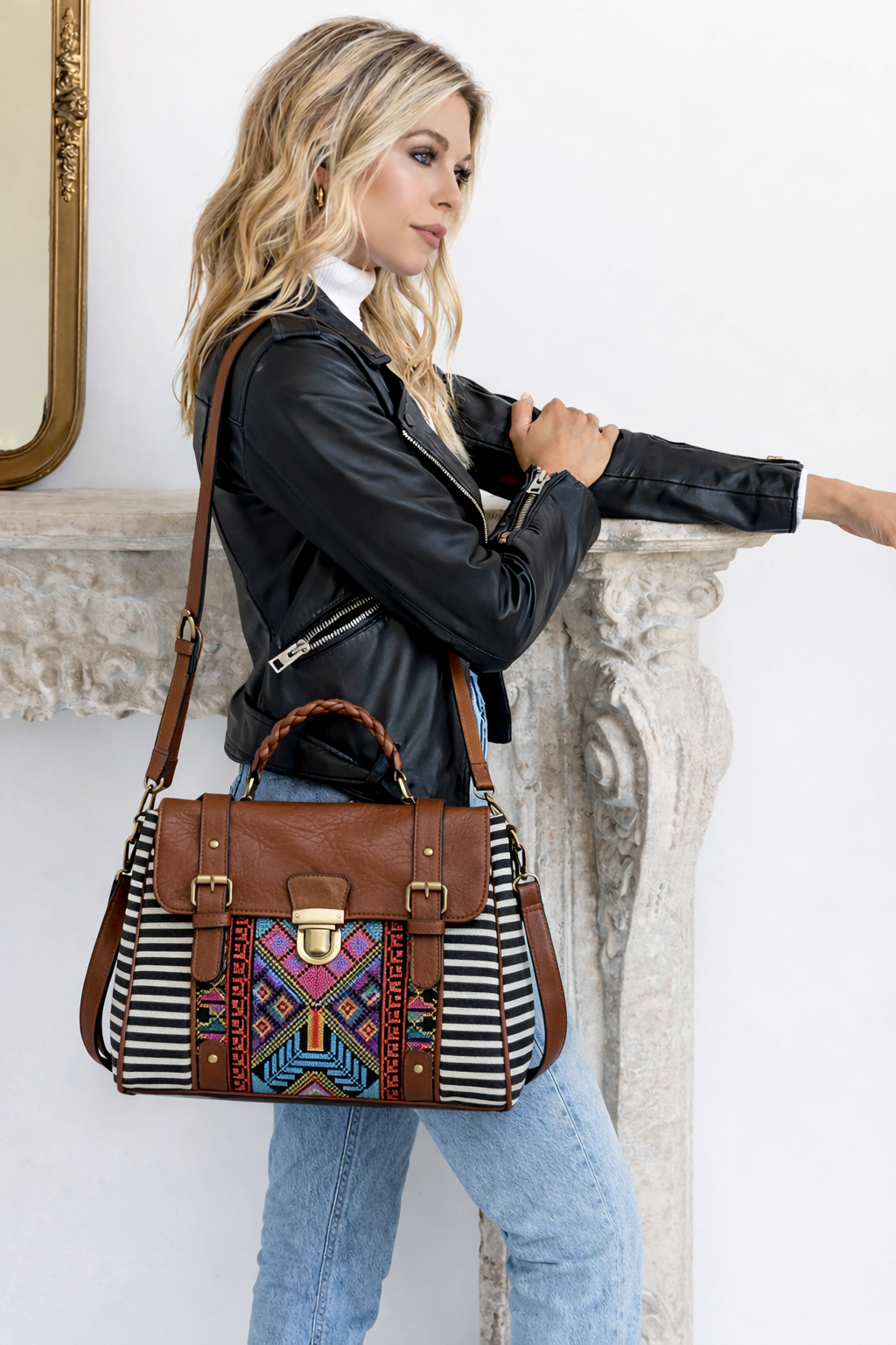 Sedona Embroidered Satchel Purse