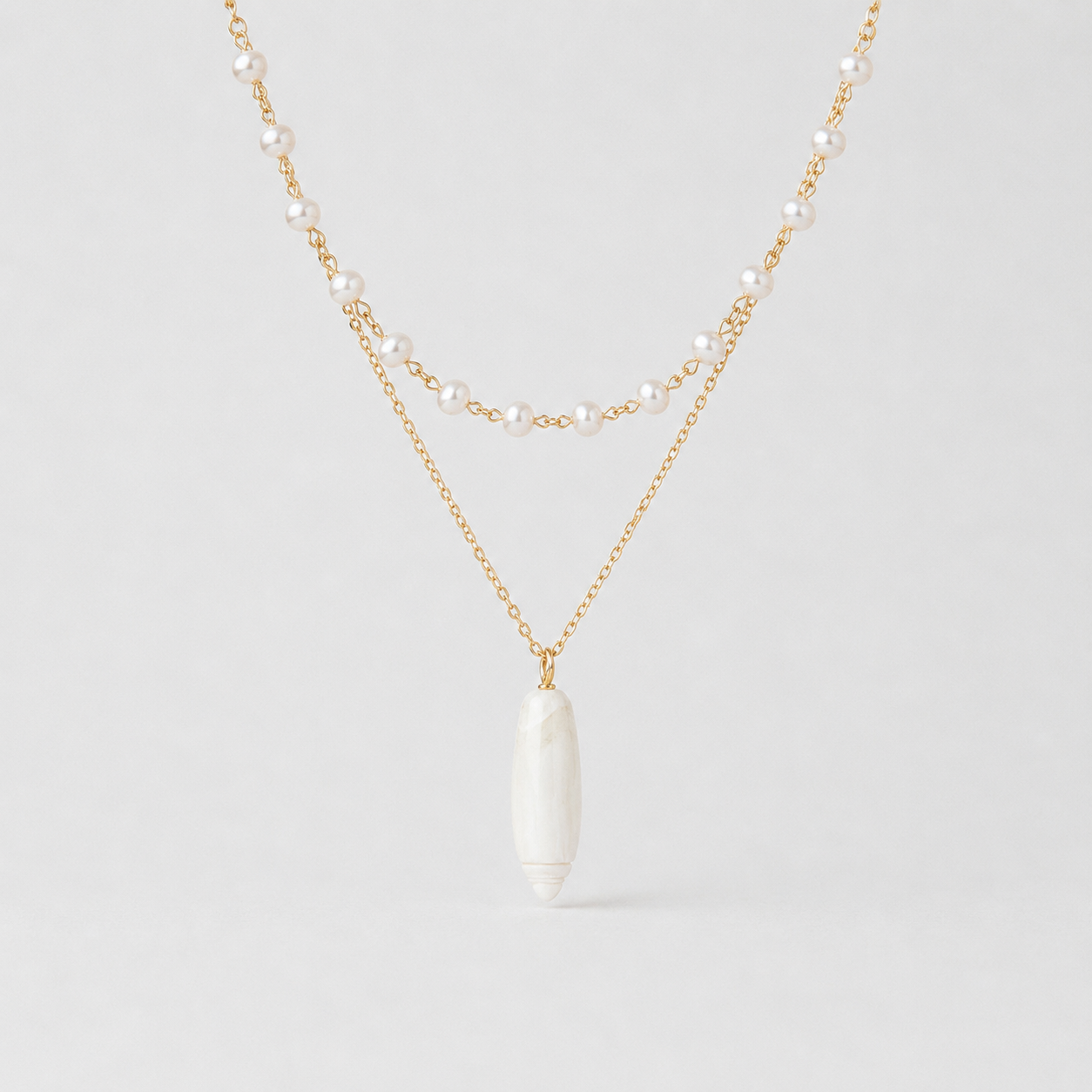 Layered Shell Pendant Necklace ~ Swan