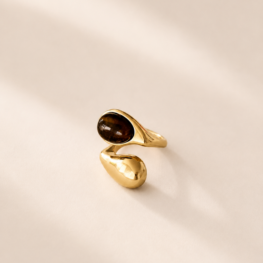 18K Gold Plated Tiger Eye Ring