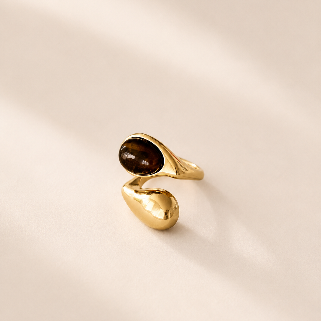 18K Gold Plated Tiger Eye Ring