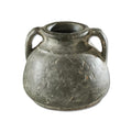 Antiqued Distressed Small Olive Cement Vase with Handles