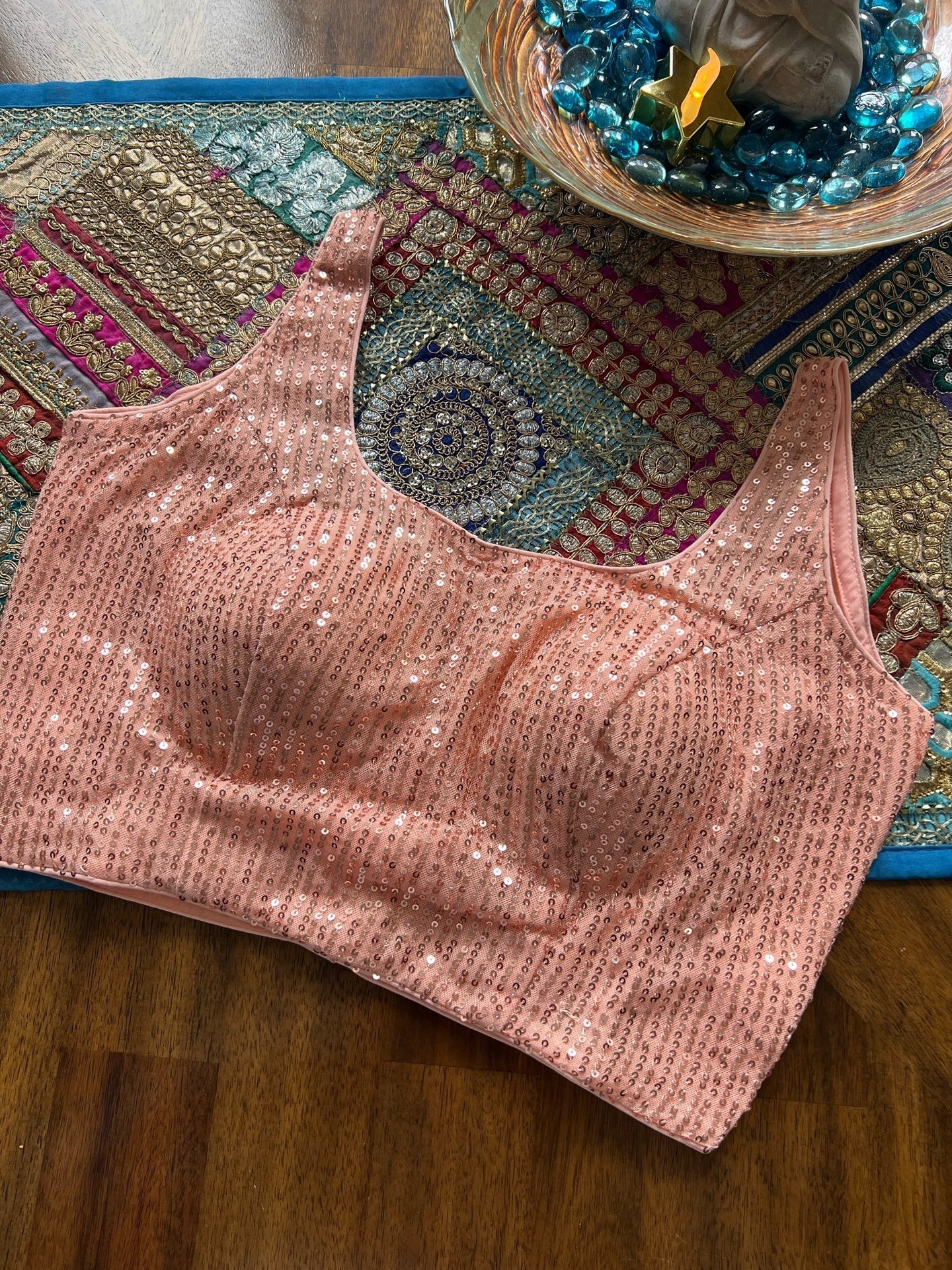 Peach sequin blouse