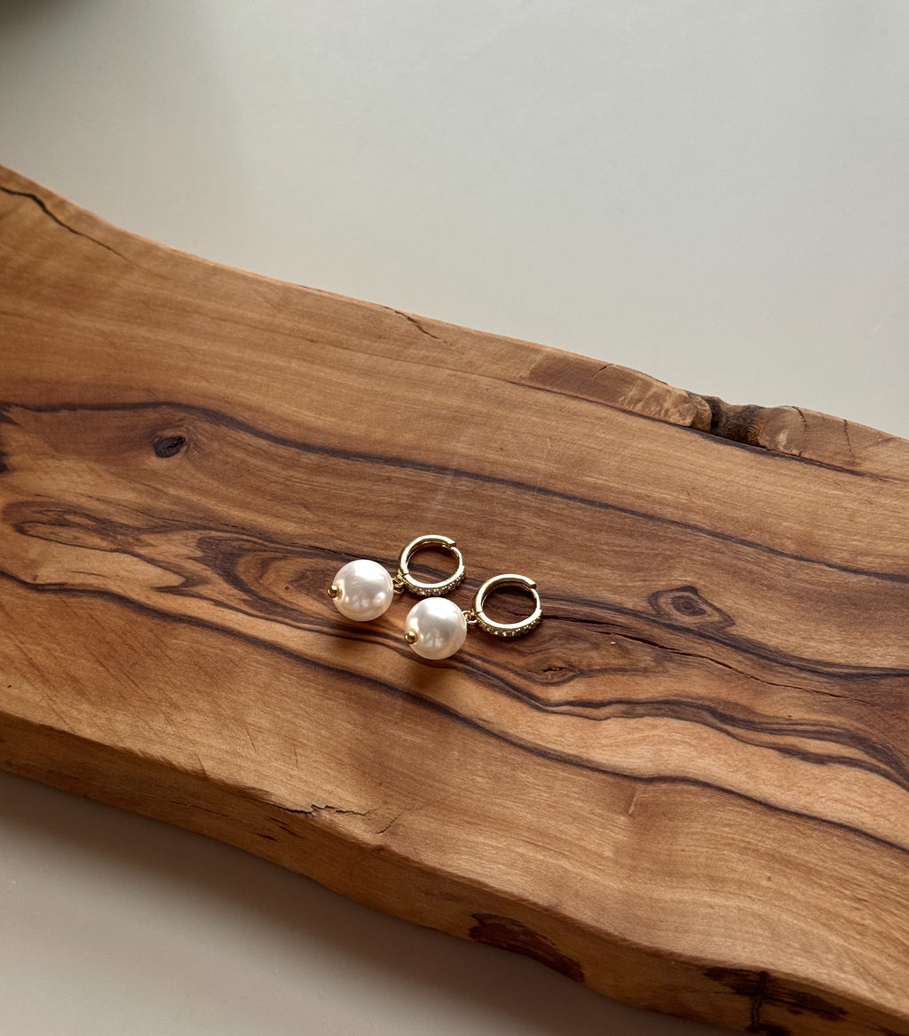 Pearl Hoop Earrings ~ Ivy