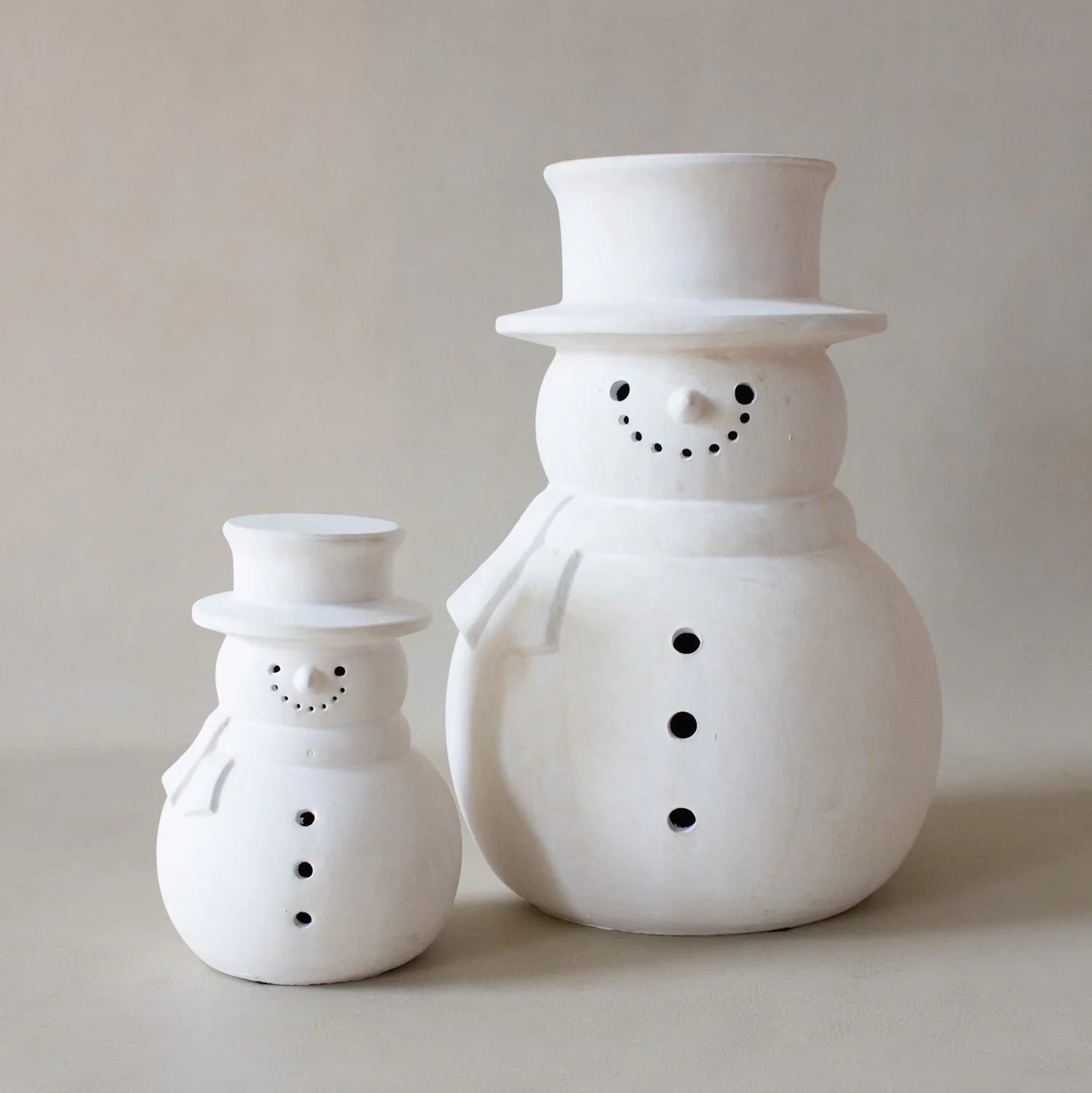 White Terracotta Snowman Figurine | 2 Sizes
