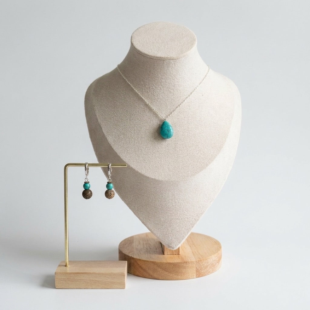 Turquoise Jewelry Set • Matching Necklace & Earrings