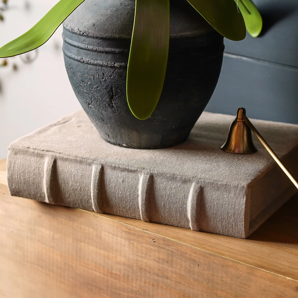 Beige Linen Hideaway Storage Book Box
