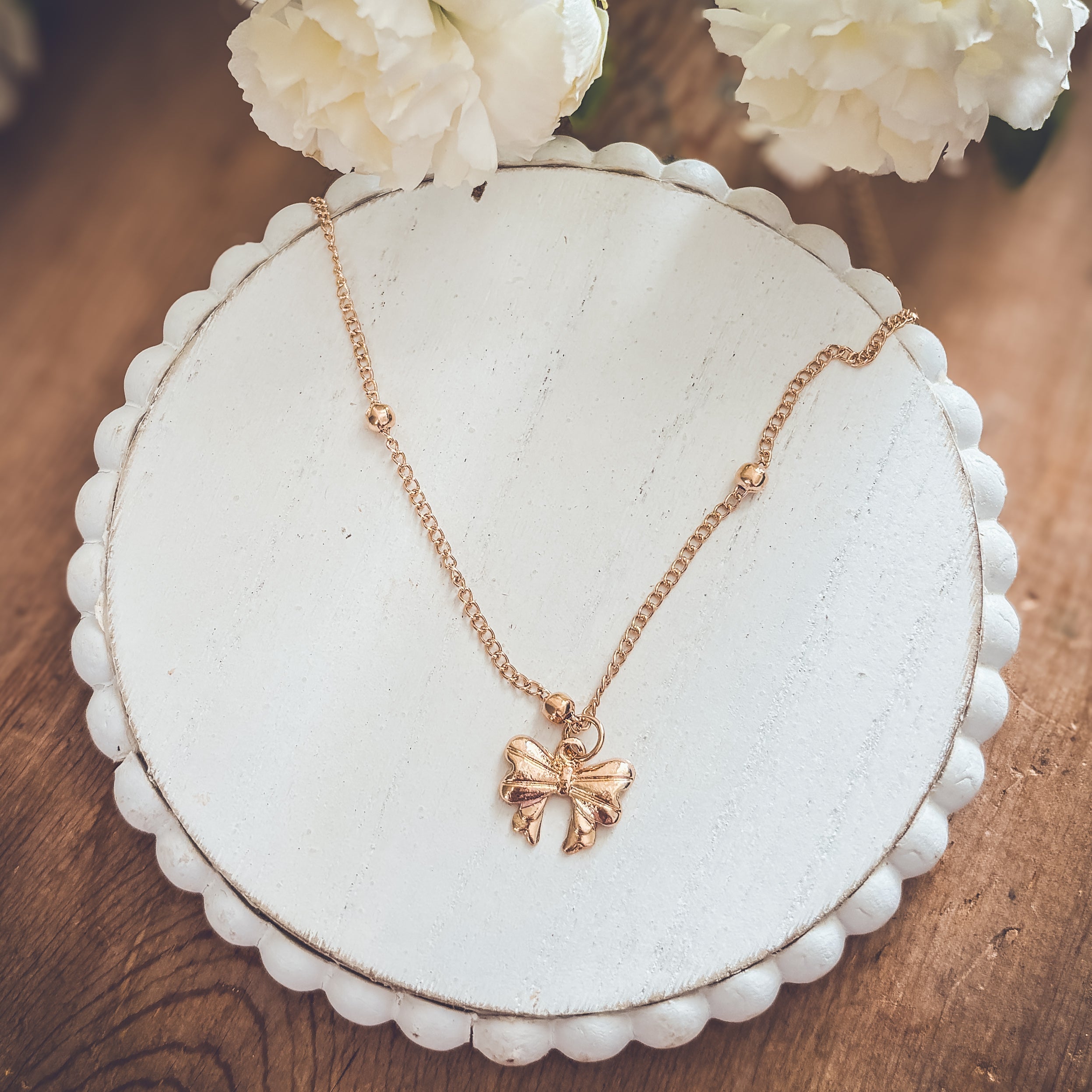 Adorable Gold Bow Necklace