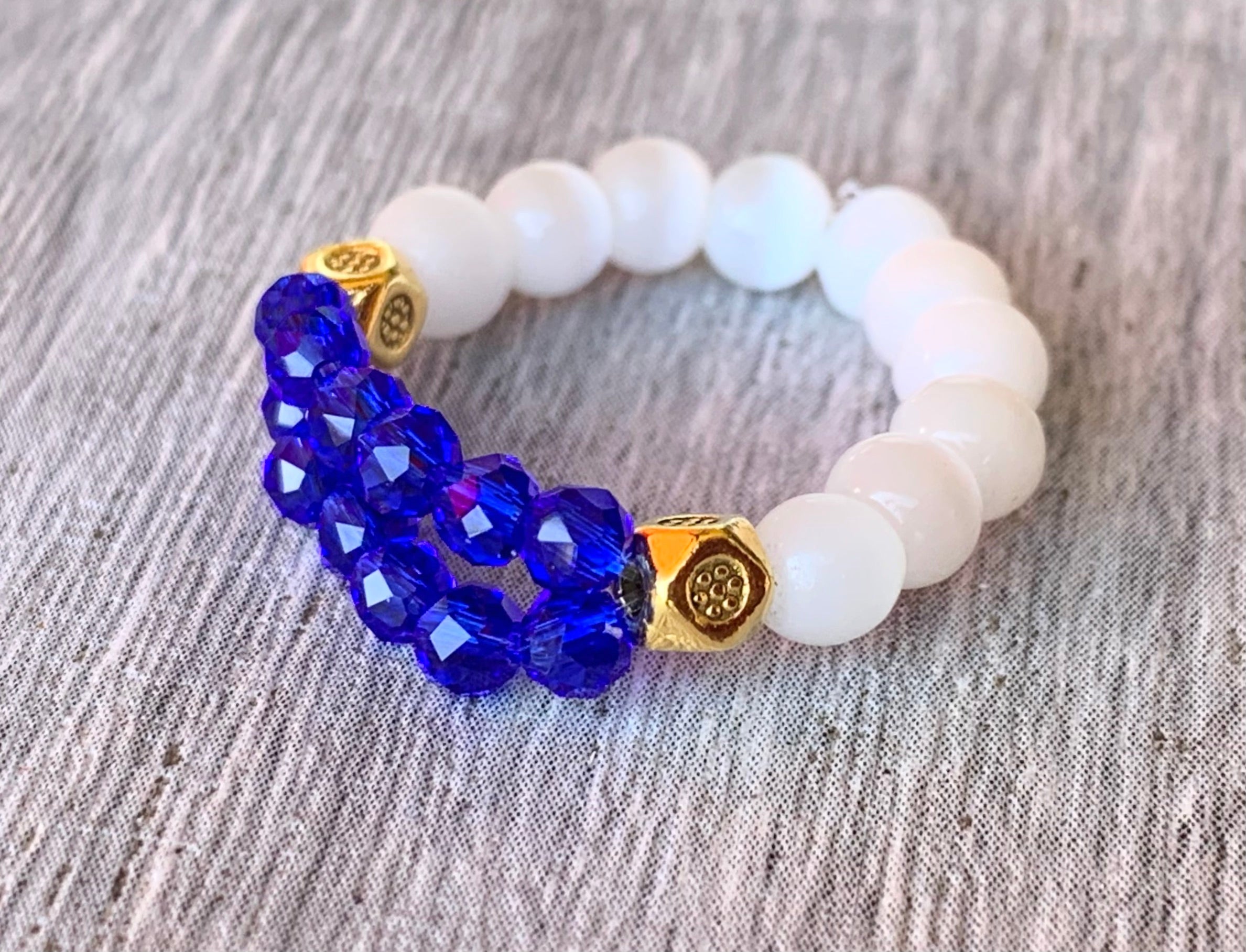 Olga Handmade Blue Sapphire and Moonstone Expandable Ring