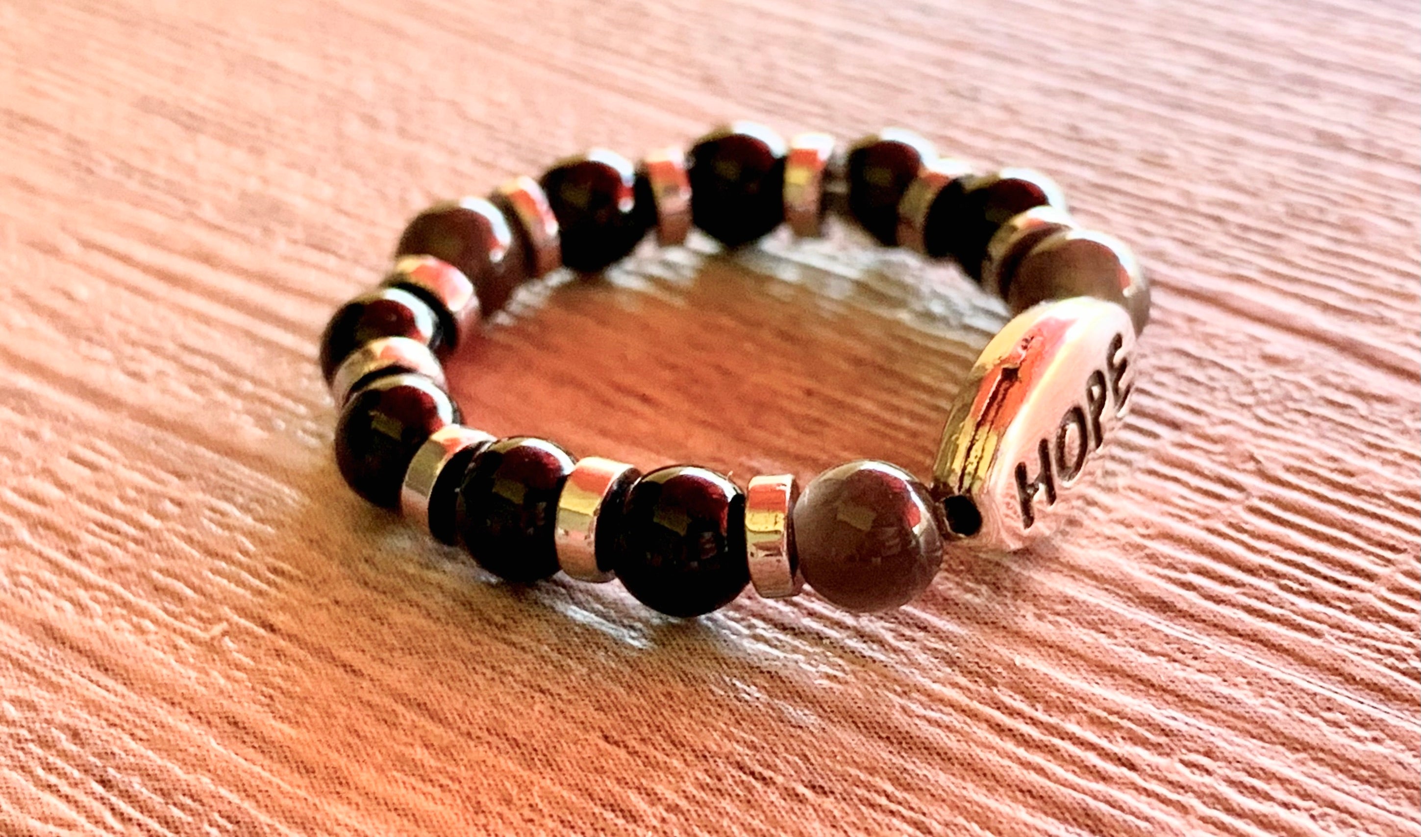 Hope Handmade Expandable Rings in Tourmaline, Obsidian, Cats Eye, and Wood