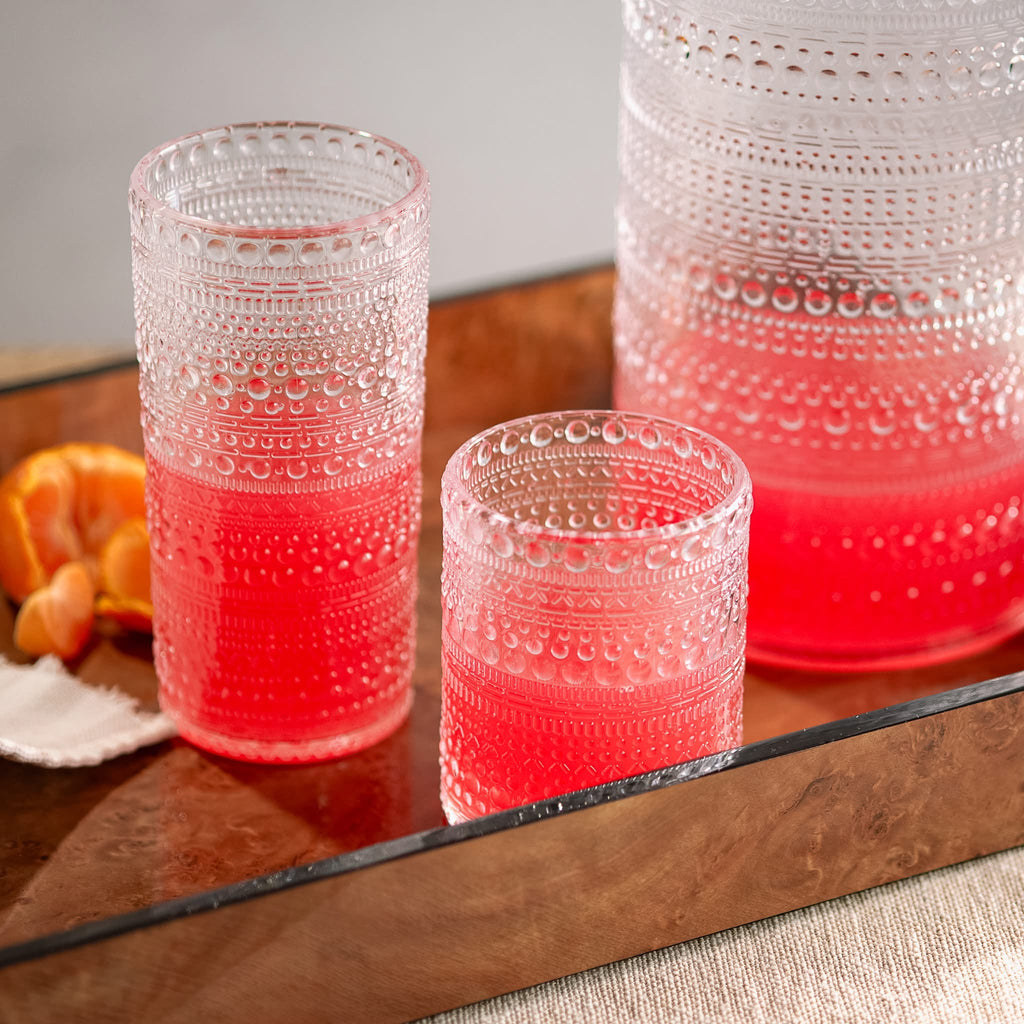 Short Clear Melamine Dot Drinking Glasses | Set of 4