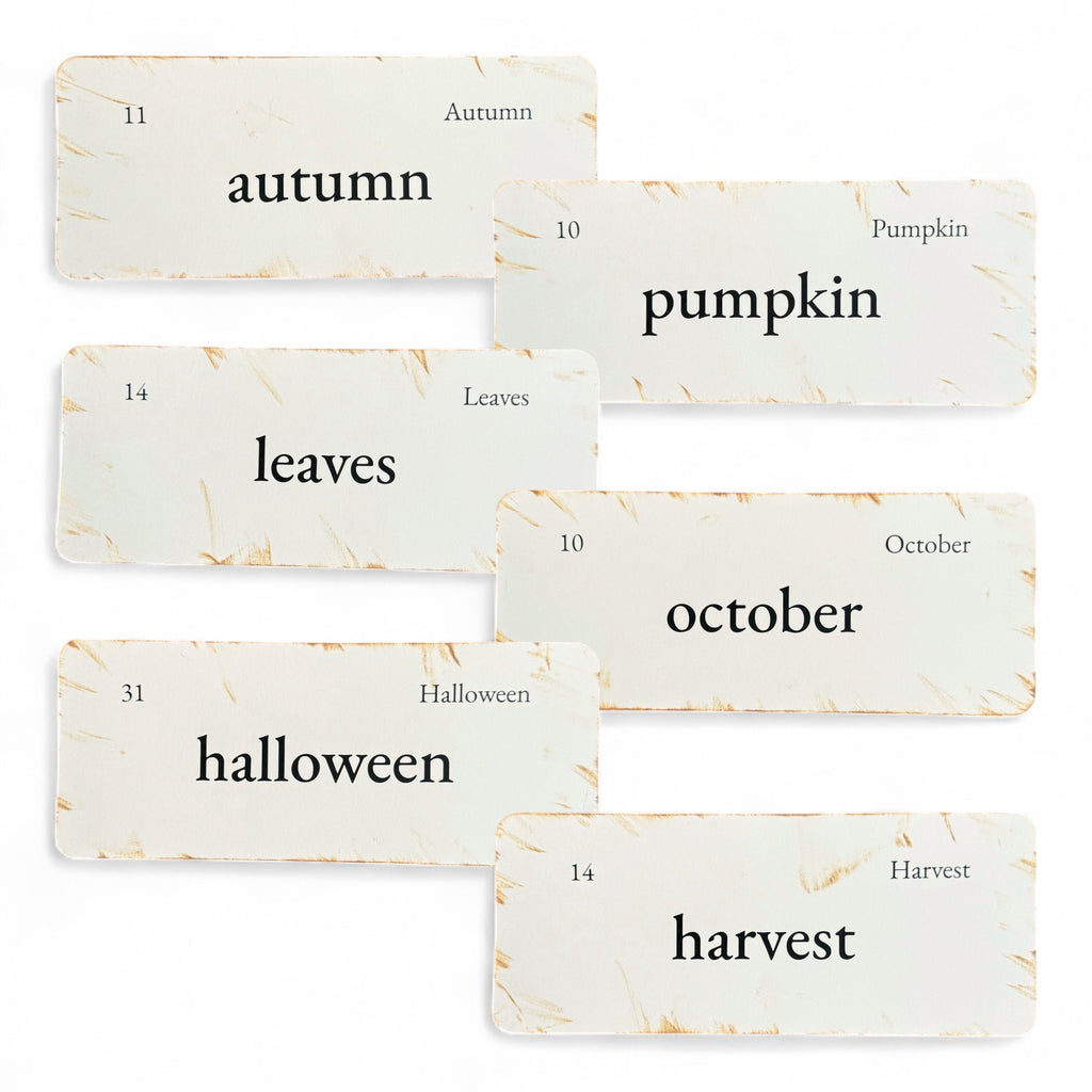 Vintage-Inspired Autumn Flashcards | Set of 6