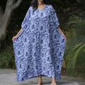 Kaftan Dress Rayon Blue Marble Lightweight
